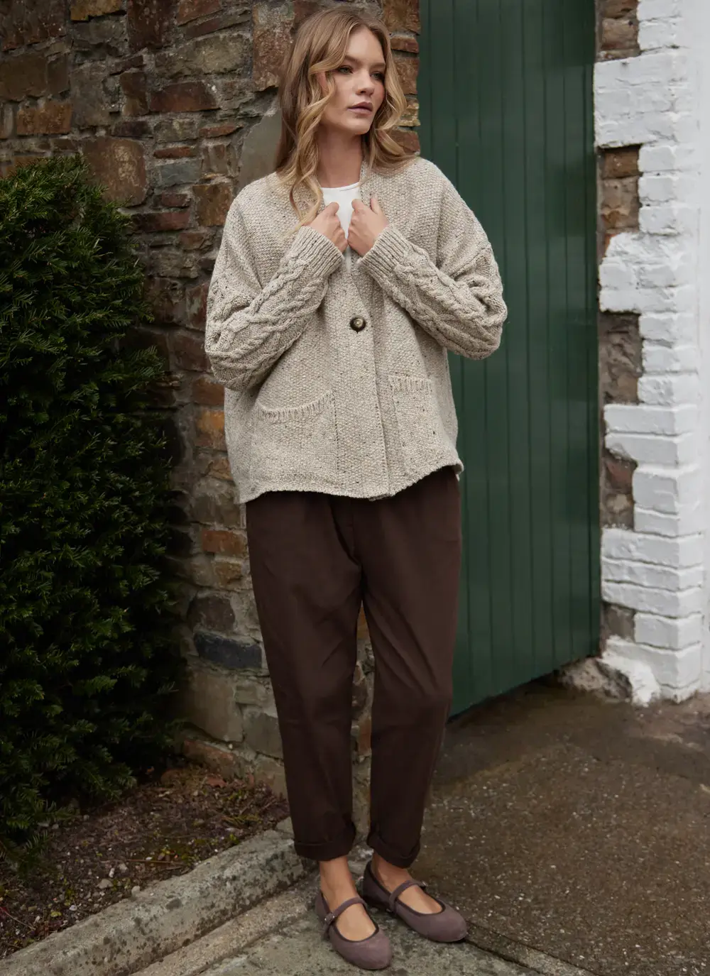 Alpaca Fleck Aran Sleeve Cardigan